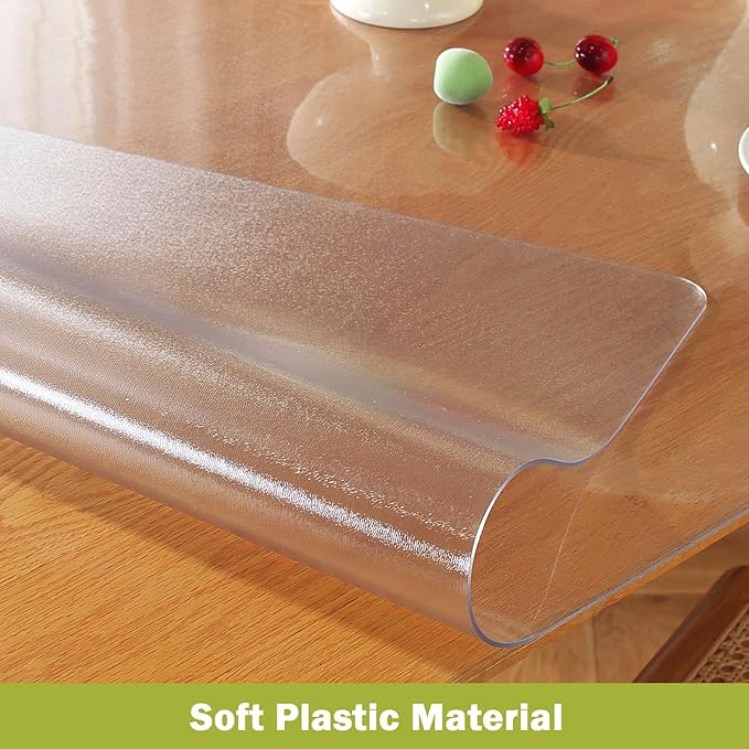 Frosted Clear Table Protector 28 x 48 Inch, 1.5mm Thick Plastic Table Cover, Waterproof PVC Clear Table Cover Protector, Desk Protector Mat, Writing Desk Pad for Desktop, Coffee & Dining Room Table
