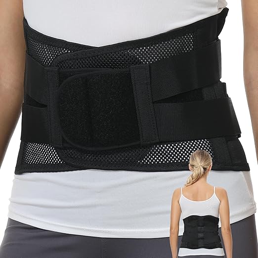 NeoTech Care Lower Back Brace for Women or Men, Lumbar Back Support Belt (Grey, Size S)