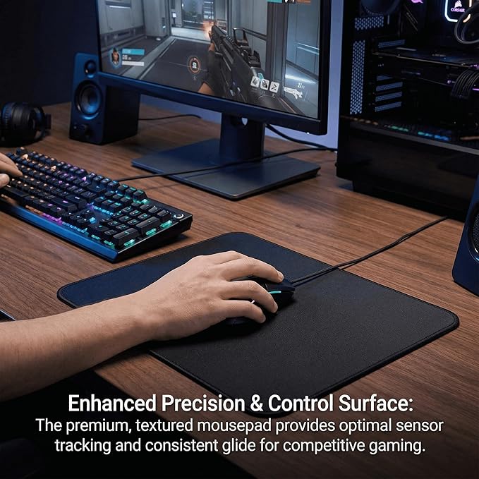Mouse Pad | Premium PU Leather Surface with Stitched Edges | Anti-Slip Rubber Base, Easy to Clean | for Home Office, Computer Work, Writing & Daily Use (3, 11.81" L x 9.84" W(30cmL x 25cmW))