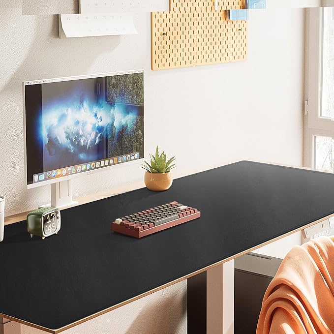 Cacoy 59"x27.5" Leather Desk Mat for Home Office, Large PU Leather Desk Pad Blotter, Waterproof Keyboard Mat, Extended Writing Mouse Pad, Desk Protector and Accessories for Laptop and Computer, Black