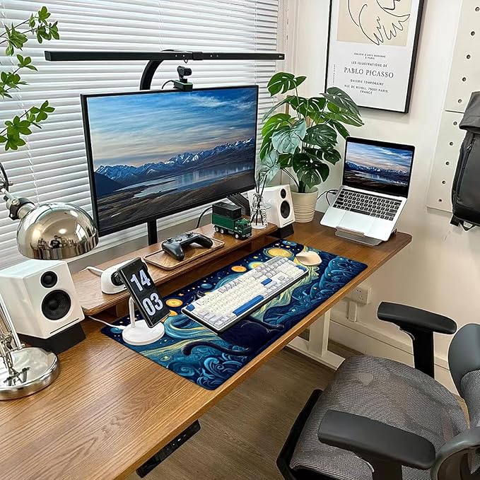 Desk Mat Mouse Pad Gaming Desk Pad XL Large Mouse Mat Office Decor Accessories (Starry Cat)