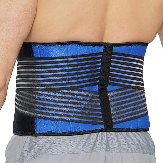 NeoTech Care Neoprene Back Brace for Men or Women - Adjustable & Breathable Lumbar Support Belt for Lower Back Pain (Blue, Size XXL)