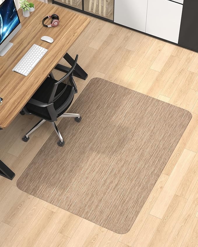Blvornl Office Chair Mat for Hardwood Floor, 35.4"*47.2" Desk Computer Chair Mat for Hard Wood, Large Anti-Slip Hard Floor Protector Rolling Chair Mat, PVC Mat Desk Rug for Office and Home Red Brown