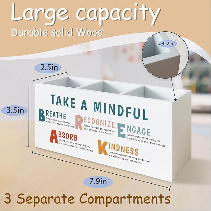 Mindfulness Mental Health Pen Pencil Holder for School Counselor Office Classroom Desk, Therapy Office Decor, Self Love Gifts Pen Pencil Holder Organizer for Therapist