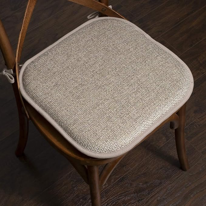 Sweet Home Collection Chair Cushion Memory Foam Pads with Ties Honeycomb Pattern Slip Non Skid Rubber Back Rounded Square 16" x 16" Seat Cover, 12 Count (Pack of 1)