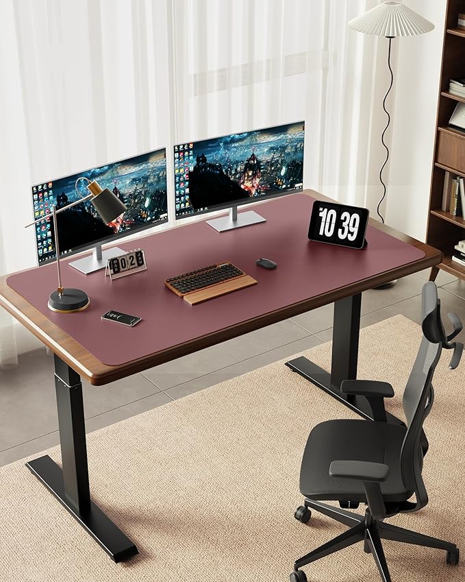 YSAGi 55" x 24" Large PU Leather Desk Mat for Keyboard and Mouse - Waterproof Non-Slip Desk Pad Protector for Office, Home, Writing Desk, Dark Pink