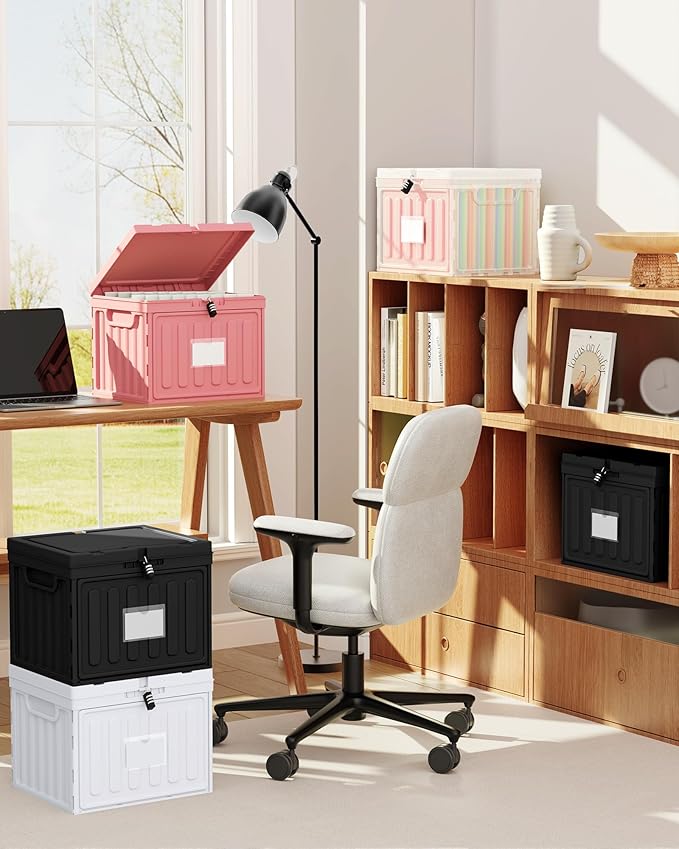 2 Drawer File Cabinets,Plastic File Box for Letter Size Hanging File Folders, Easy Carry Small File Cabinet for Home, Office, School,Stackable Storage Filling Box, White