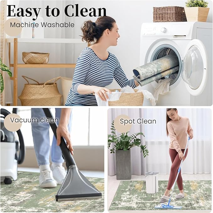 Office Chair Mat for Hardwood Floor & Tile Floor,48"X 60" Heavy Duty Desk Chair Mat for Hard Floors, Under Desk Rug for Rolling Computer Chair,Anti Slip,Low Pile Carpet Floor Protector-Abstract Green