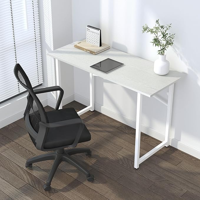Lutown-Teen Folding Desk 47 inch No Assembly Required Home Office Table, Writing Gaming Computer Camping Desk, White