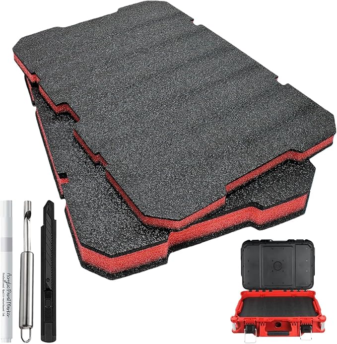 Foam Inserts for Milwaukee Tool Box, Compatible with 48-22-8424, Includes DIY Cut-to-Fit Foam Kit with White Marker Pen, Utility Knife, and Hole Punch