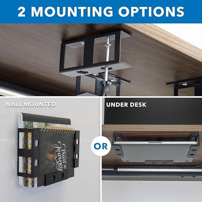 Mount-It! Under Desk Laptop Mount Holder, Laptop Mount for Desk, Space Saver Small Multimedia Device Bracket Underdesk Shelf for Notebook, Mac mini, MacBook, Keyboard, Anti Scratch, Black