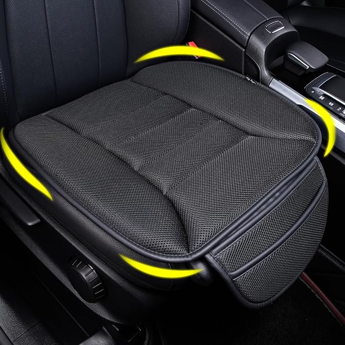 Lofty Aim Premium Car Seat Cushion, Driver Cushion with Comfort Memory Foam & Non-Slip Rubber Bottom, Car Seat Pad Works with 95% of Vehicles and Office Chair or Home (4D Mesh - Black)