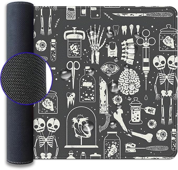Human Skeleton Medical Mouse Pad,Large X Ray Mousepad Desk Pad with Stitched Edges,Non-Slip Waterproof Rubber Base Mouse Mat for Office Computer Keyboard Laptop Home 27.5x11.8 in