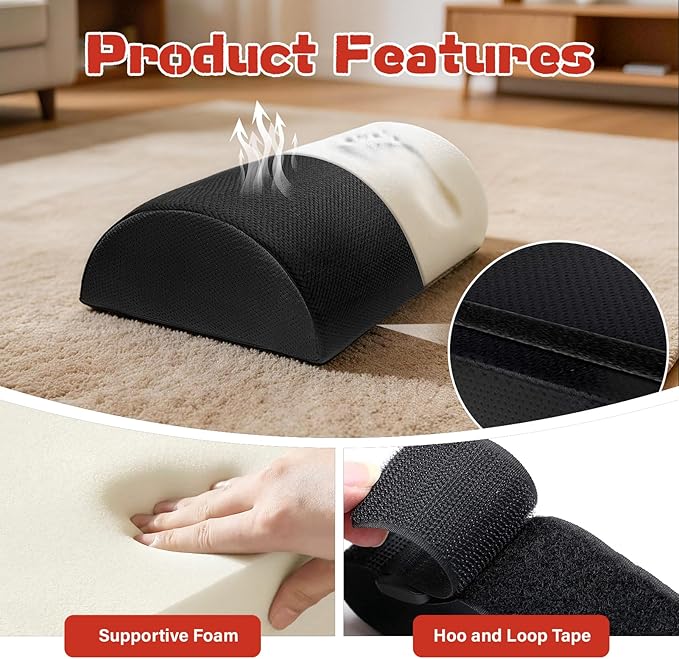 Adjustable Footrest for Under Desk at Work Ergonomic Foot Rest with 3 Adjustable Height Foot Stool for Under Desk Office Footrests with Removable Washable Mesh Cover, Black
