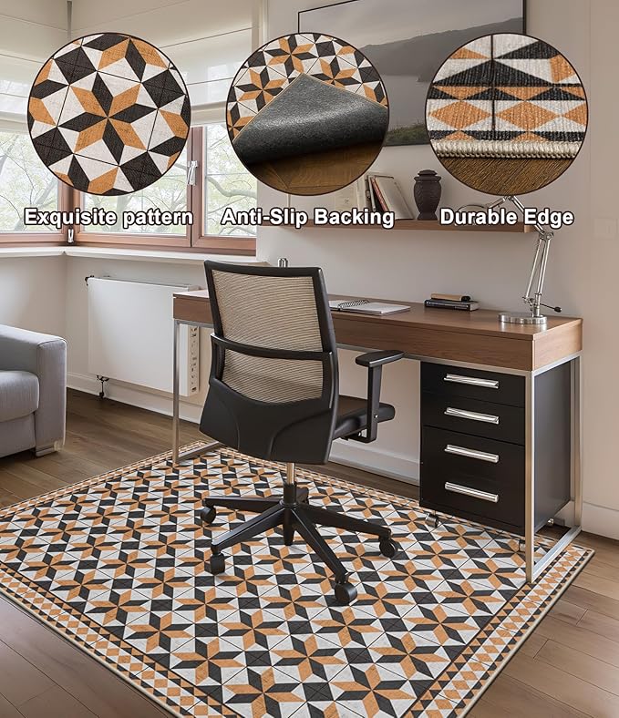 chakme Office Chair Mat for Hardwood Floor, 60"x45" Easy Glide Computer Desk Mat Protector for Rolling Chair Under Desk Rug Nonslip Backing, Machine Wash, (Plaid)