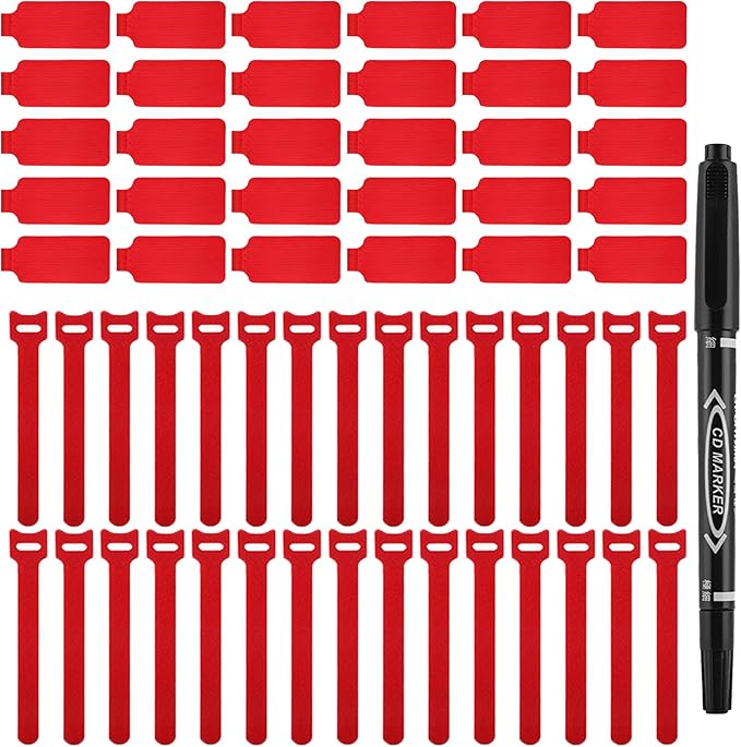 60 Pcs Cable Labels & Reusable Hook and Loop Fastening Ties Set - 30 Pcs Cord or Wire Labels & 30 Pieces Cable Tags for Electronics, Home & Office Cord Management