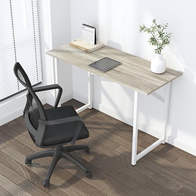 Lutown-Teen Folding Desk 47 inch No Assembly Required Home Office Table, Writing Gaming Computer Camping Desk, Beige