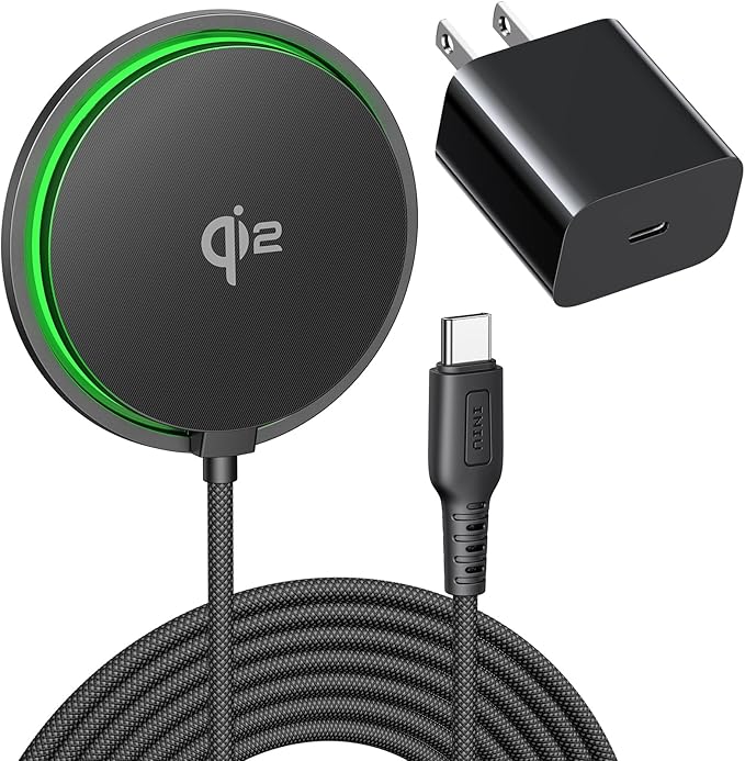 INIU for Mag-Safe Charger with Cooling Fan for Gamers, Original Qi2 Certified 15W Fast Wireless Charging Pad for iPhone 17 16 15 14 13 12 Series & AirPods 4-2 Pro, Ideal for Travel Bedside Desk
