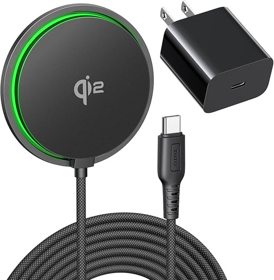 INIU for Mag-Safe Charger with Cooling Fan for Gamers, Original Qi2 Certified 15W Fast Wireless Charging Pad for iPhone 17 16 15 14 13 12 Series & AirPods 4-2 Pro, Ideal for Travel Bedside Desk