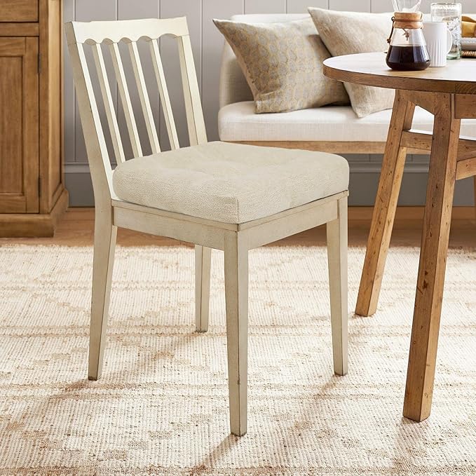 downluxe Chair Cushions for Dining Chairs 2 Pack, Tufted Indoor Chair Pads with Non-Slip Bottom, U-Shaped Kitchen Chair Cushions, 18"x18"x4", Beige