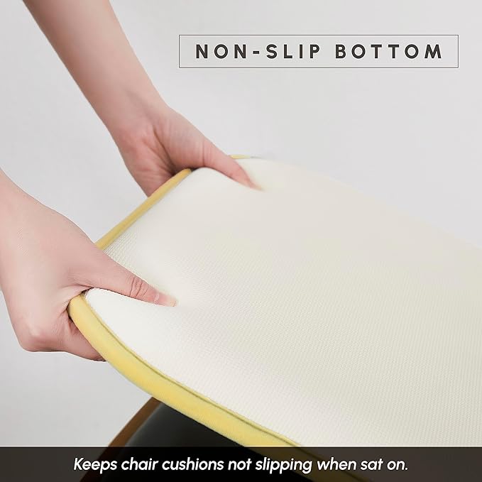 Elegant Comfort 2 Pack Chair Cushion Covers - Skid-Proof Rubber Backing - 16 x 16 Inch - Thick Dining Square Shape Seat Covers - Comfortable Textured Chair Pads with Ties - Chevron Pattern, Yellow