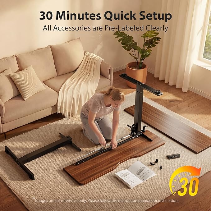 Cubiker Standing Desk, 40x24 Inches Sit Stand Home Office Desk, Electric Stand up Desk, Adjustable Desk with Splice Board, Black Frame/Black Walnut Top