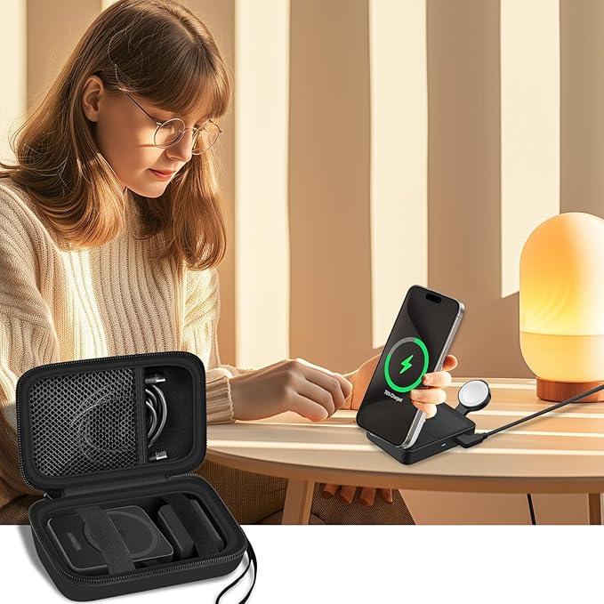 ANKHOH Case for Anker MagGo for Ucomx 3-in-1 for MagGo UFO Charging Station,for Augnner for Iseyyox for Apple MagSafe Duo for LISEN Wireless Charger Foldable Magnetic Charging Stand Box-Black