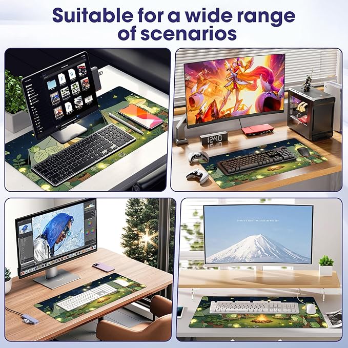 Large Extended Mouse Pad with Stitched Edges (35.4”x15.6”) - Waterproof Desk Mat, Non-Slip Rubber Base for All-Desk Coverage, Perfect for Gaming, Office, and Home