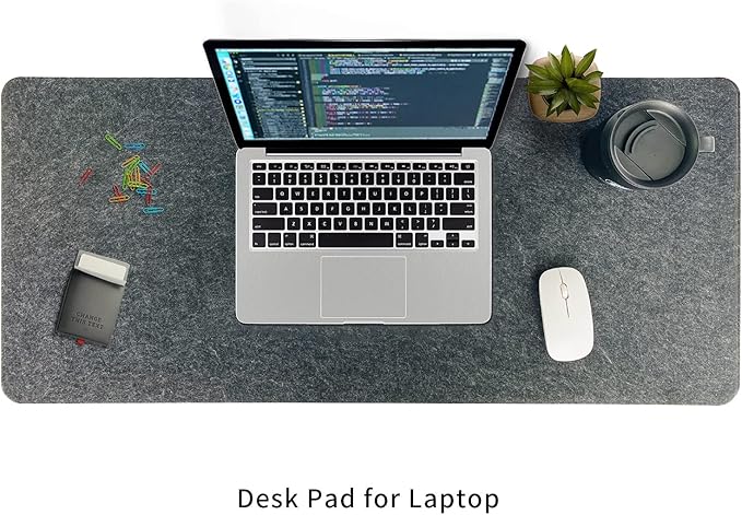 DAWNTREES Non-Slip Felt Desk Mat,36 x 16 Inches Large Desk Pad Protector,Office Computer Desk Mat for Full Keyboard and Mouse Pad