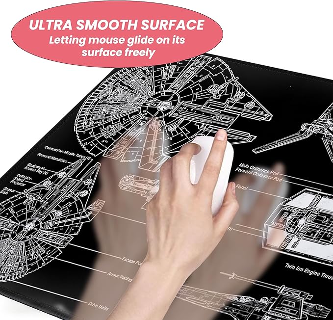 Large Gaming Mouse Pad, Desk Mat Extended XXL Keyboard Desk Pad with Non-Slip Base, 31.5x11.8 inch Black Gamer Mousepad for Office, Home & Gaming Room Decor (Spaceship Sci-f-4)