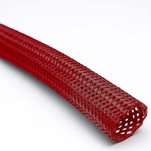 Electriduct 1/8" Hook Self Closing Sleeve Braid Wrap Around Sleeving Flame Retardant Flexible Mesh Cord Cover Cable Protector Wire Organizer - 10 Feet - Red