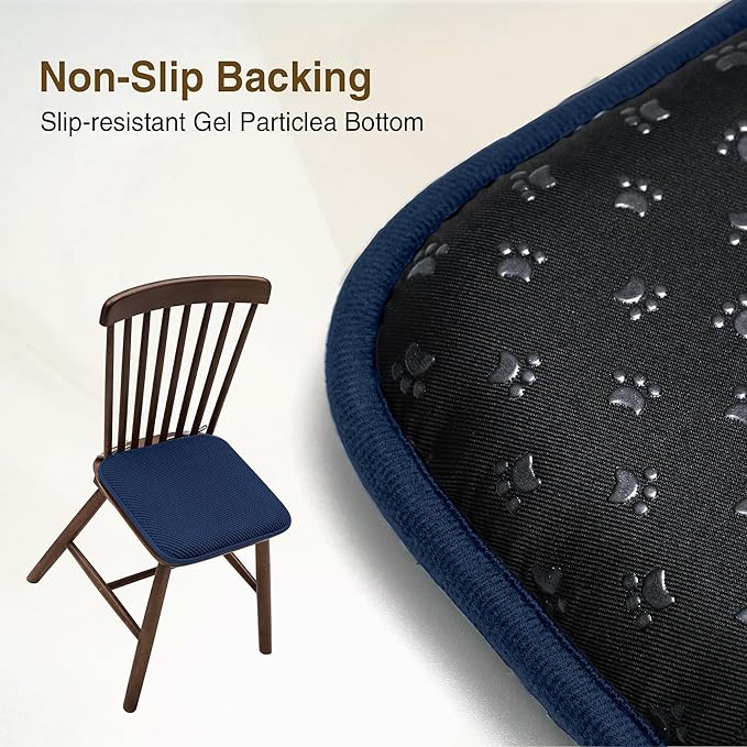 puredown® Chair Cushions for Dining Chairs, Set of 2 Memory Foam Seat Cushions with Non-Slip Backing & Ties, 16" x 16" x 1.5", Comfortable & Supportive Dining Chair Pads for Kitchen, Navy