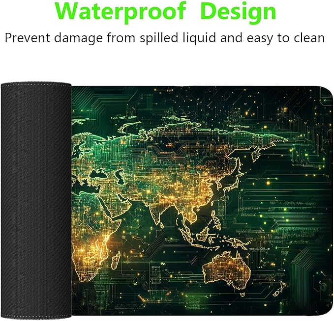 Circuit Board Diagram Desk Mat Fantastic Interesting Large Gaming Mouse Mat with Stitched Edges,Non-Slip Waterproof Rubber Base Mous Mat 31.5"x11.8" Office Computer Keyboard Laptop Home