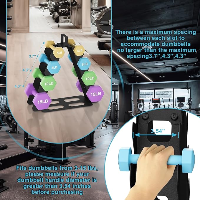 Dumbbell Rack 4 tier(Dumbbells not included), A-Frame Black Metal Dumbbell Holder with Handle, Multilevel Weight Storage Organizer for Dumbbells, Tree Shape Compact Weight Rack/Holder