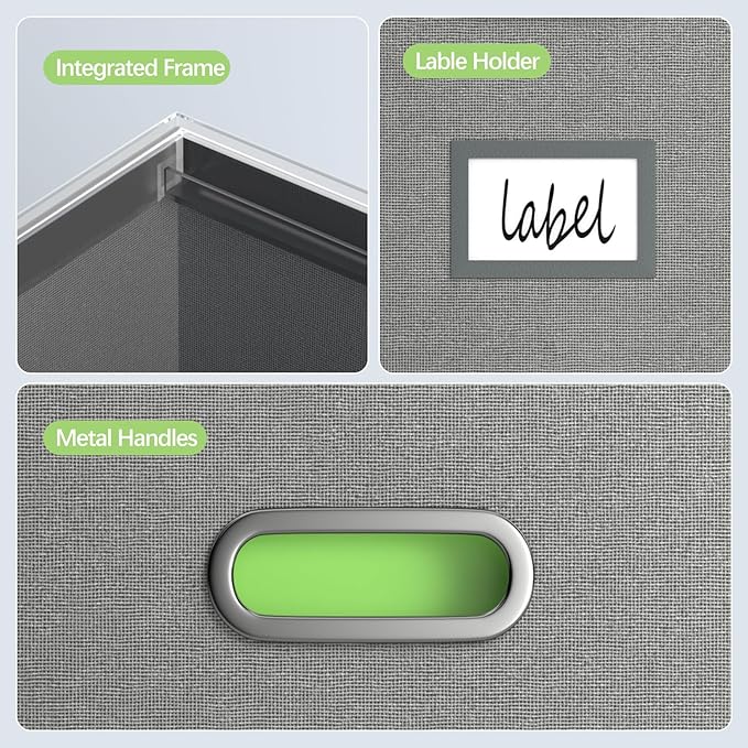 File Organizer Box - File Boxes for Hanging Files with Lid Set of 2 Decorative Hanging Folders Letter Size Organizer with One-Piece Plastic Frame Slides (Grey, 13.2 * 10.1 * 10.1in(2Pack))