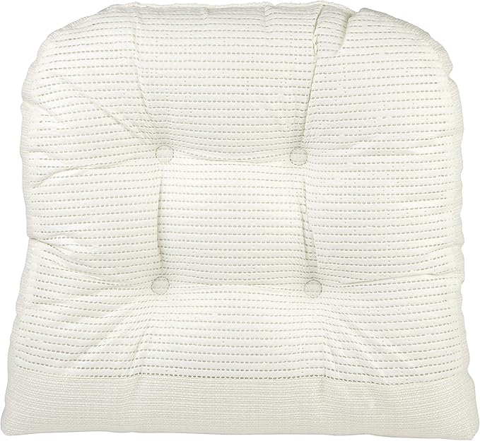 Klear Vu Gripper Overstuffed Universal Non-Slip Dining Chair Cushions for Kitchen Decor or Office Use, U-Shaped Skid-Proof Seat Pad, 15x15 Inches, 4 Count (Pack of 1), Solid Ivory