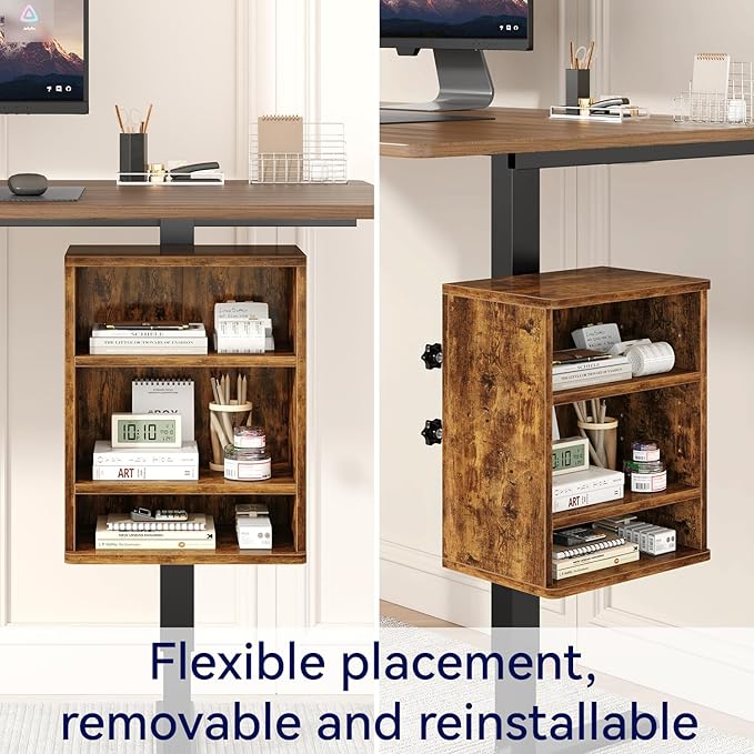 IBUYKE Under-Desk Storage Cabinet Adjustable Cabinet Fits with Standing Desks & Any Desk Legs Clamp-on Shelf for Office and Gaming Room for Elevating Your Workspace UTMZ012H