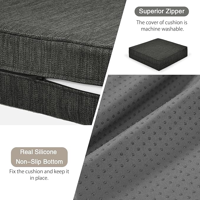 baibu Dual-Layer Gel Memory Foam Recliner Cushions for Elderly, 18x18x4 Inch Thick Non-Slip Recliner Seat Cushion Suitable for Couches, Armchair, Wheelchair, Black,1PC