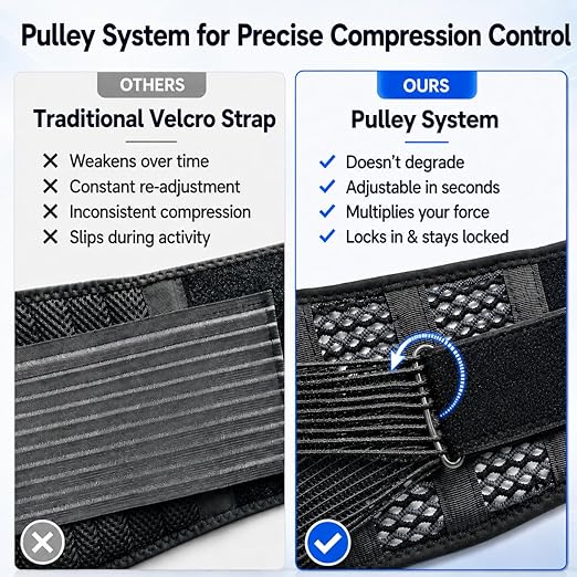 Breathable Back Brace for Lower Back Pain Relief – Lightweight 3D Air-Mesh Lumbar Support Belt with Dual-Adjust Pulley System – Ventilated Low-Profile Design for Sciatica, Herniated Disc, Driving & All-Day Wear