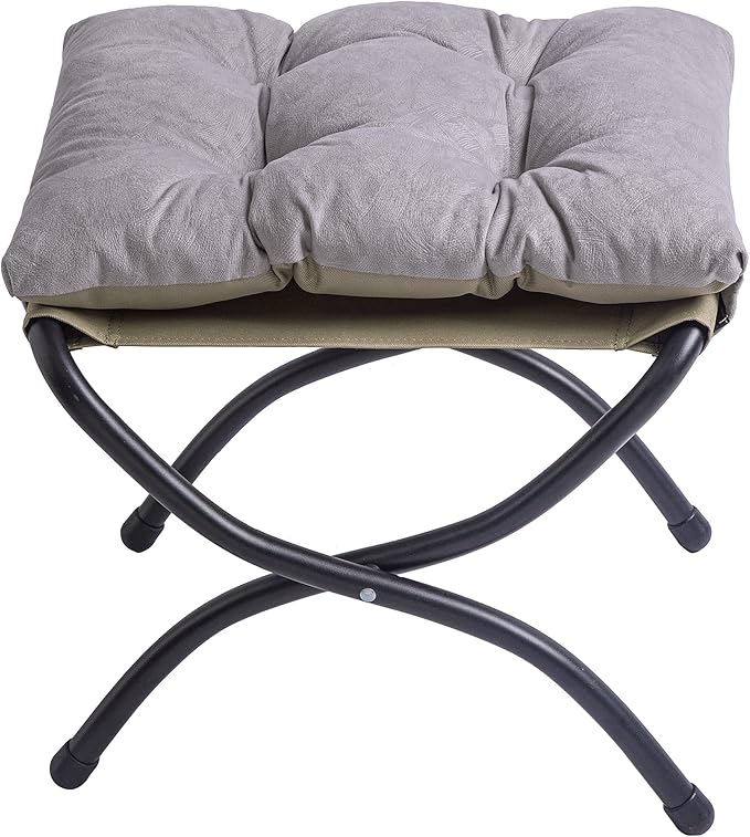 Foldable Upholstered Footstool, Space-Saving Washable Cushion, 18.5"x14.8"x15", 150lb, Indoor/Outdoor - Living Room/Bedroom/Patio Light Grey
