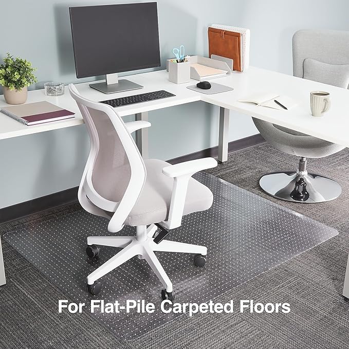 Staples Office Chair Mat, Clear Floor Mats, Flat-Pile Carpets, 60 x 46 Inch, Smooth Glide
