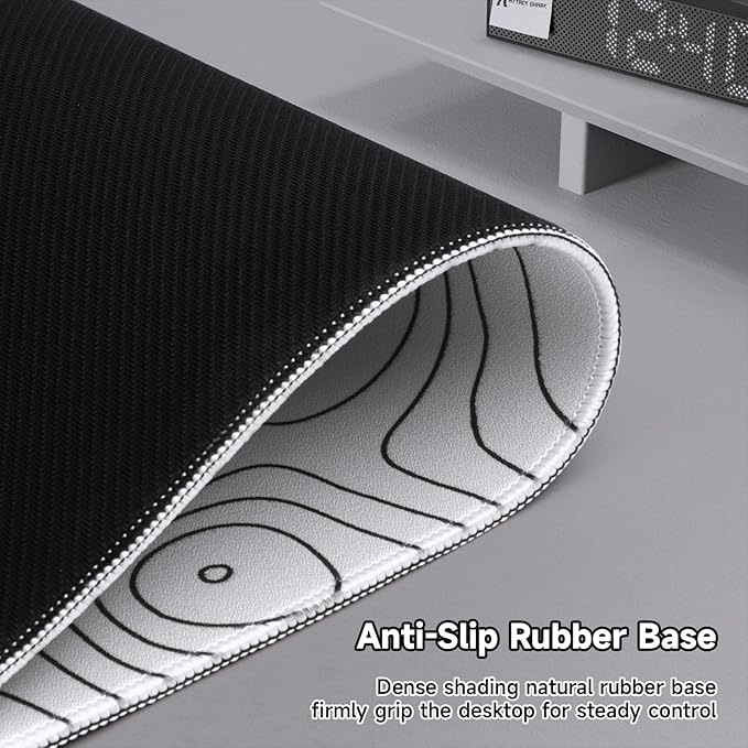 ATTACK SHARK CM02Pro Gaming Mouse Pad for Esports Speed Large Mouse mats for Desk Waterproof Surface Stitched Edges and Anti-Slip Rubber Base Size XXL Laminate 35.43” x 15.75” x 0.16” White Contour