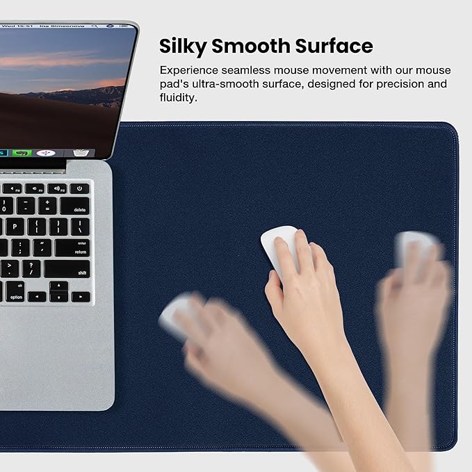 ALOANES Waterproof Mouse Pad with Durable Stitched Edge, XL Gaming Keyboard Pad, Non-Slip Rubber Base Mouse Mat, Extended Desk pad for Gamer, Office & Home, Dark Blue Mousepad 31.5"x 11.8"x 0.12"