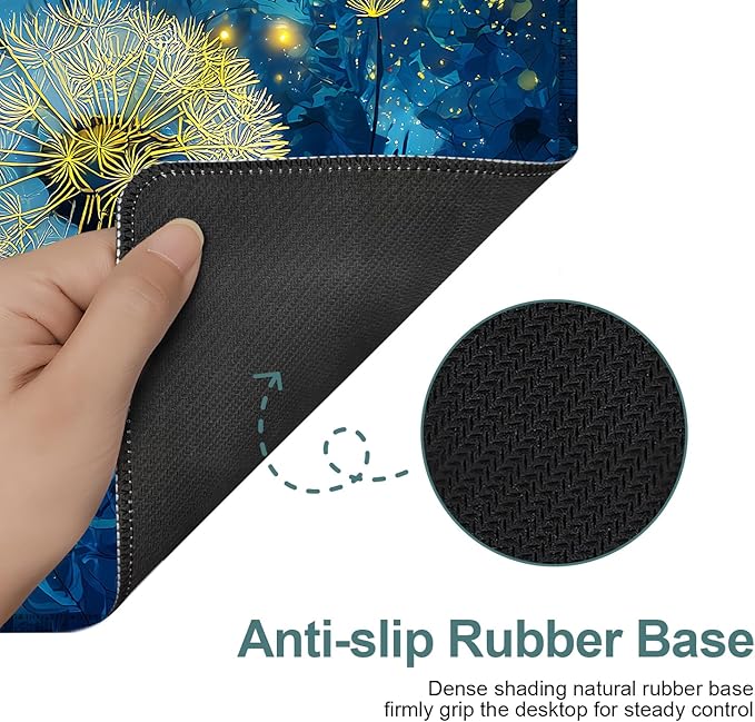 Dandelion Galaxy Extended Gaming Mouse Pad 35.4 x 15.7 Inch – Large Desk Mat for Gaming, Office Work, and Study, Featuring Dandelion and Cosmic Blue Theme with Non-Slip Rubber Base