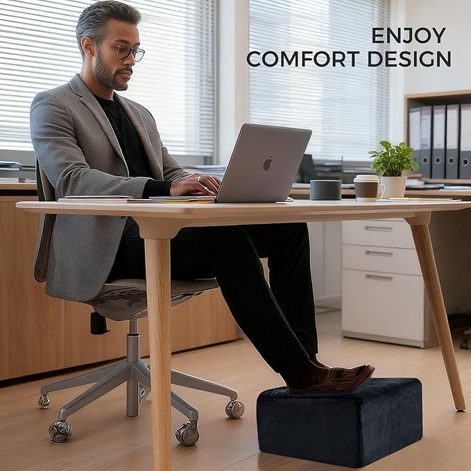 Ganondorf 3PCS Foot Rest for Under Desk at Work Adjustable Foot Rest Under Desk Ergonomic Foot Stools for Under Office Desk Extra Large Leg Pillow for Underdesk Footrest with Warm Sherpa Topper, Black