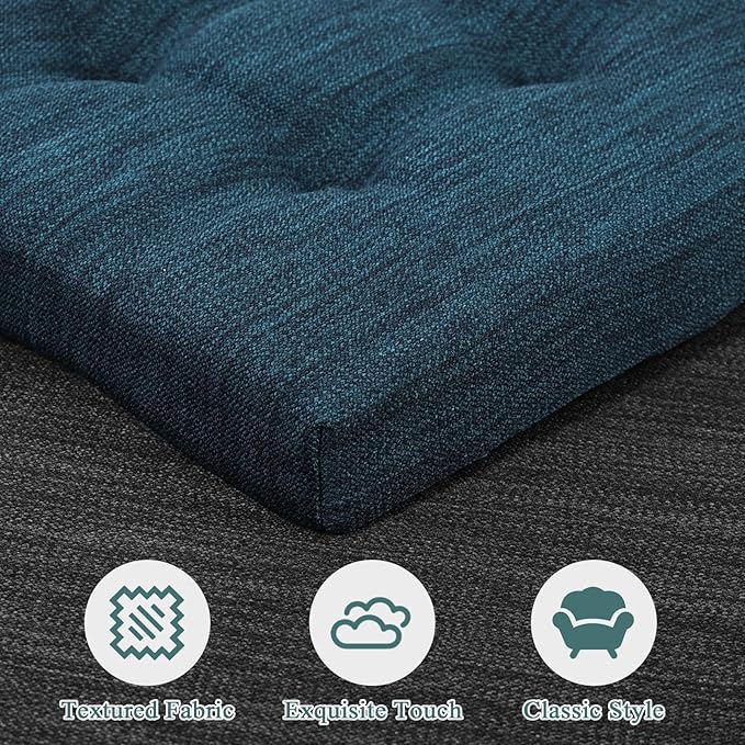 baibu 12 Inches Memory Foam Square Seat Cushion Set of 2, Dual-Layer Design Bar Stool Square Seat Cushion with Ties - 2 Pads Only, Dark Blue (12'' (30CM))