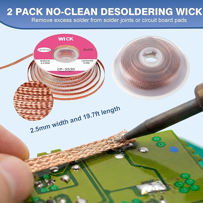 Soldering Tip Cleaning Kit Include Flux Paste, Tip Tinner, Solder Wick, Iron Tips, Soldering Iron Tips Cleaner and Cleaning Sponge for Electronics Repair