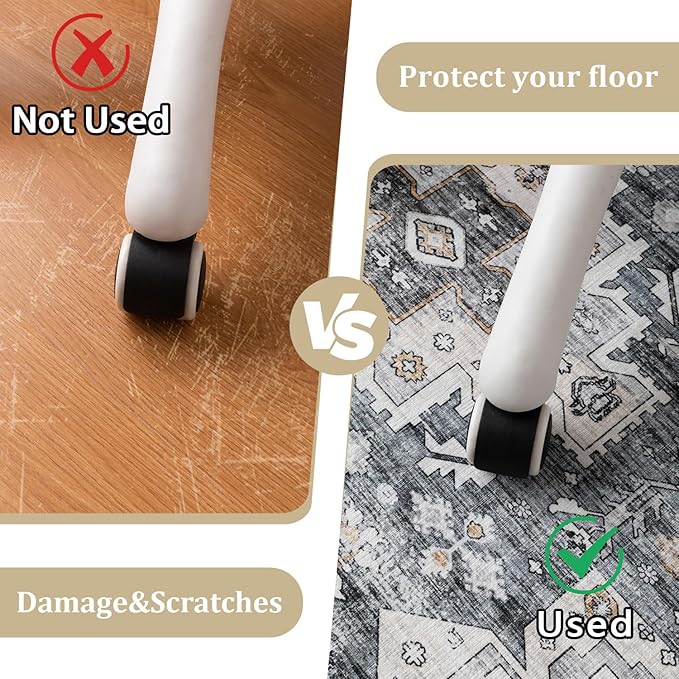 chakme Office Chair Mat for Hardwood Floor, 48"x36" Easy Glide Computer Desk Mat Protector for Rolling Chair Under Desk Rug Nonslip Backing, Machine Wash, (Boho)