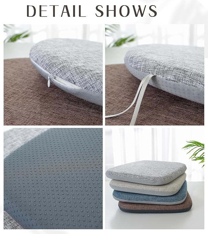 High Resilience Memory Foam Chair Cushion 17"x17"x2" Set of 2 Square Chair Pads and Washable Cover Non Slip Seat Cushions for Indoor Dining Room Kitchen and Office Chairs (Green,17"x17")