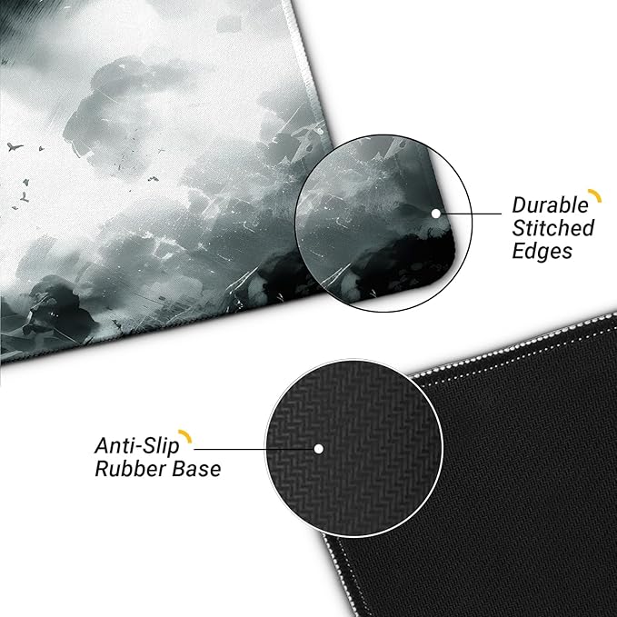 Gaming Mouse Pad with Non-Slip Base, Cute Mouse Mat with Stitched Edges for Keyboard and Mouse, Large Anime Mousepad for Computer, 31.5 x 11.8 inches (Dragon)
